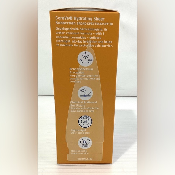 CeraVe Hydrating Sheer Sunscreen SPF 30 Developed w Dermatologist 3Fl oz / 89ml - Picture 5 of 5